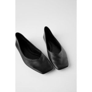 NWT Zara Square Toe Leather Ballet Flats - 39